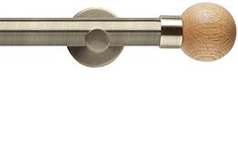 Neo 28mm Metal Eyelet Pole,Spun Brass,Oak Ball