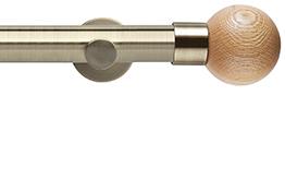 Neo 35mm Metal Eyelet Pole,Spun Brass,Oak Ball