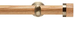 Neo 28mm Oak Wood Eyelet Pole, Spun Brass Cup, Oak Stud
