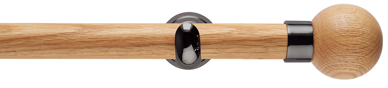 Neo 28mm Oak Wood Eyelet Pole, Black Nickel Cup, Oak Ball