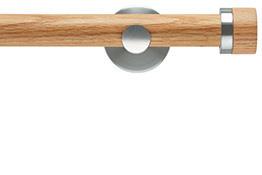 Neo 28mm Oak Wood Eyelet Pole, Stainless Steel, Oak Stud