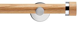 Neo 28mm Oak Wood Eyelet Pole, Chrome, Oak Stud
