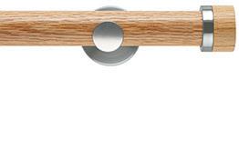 Neo 35mm Oak Wood Eyelet Pole, Stainless Steel, Oak Stud
