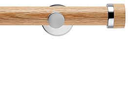 Neo 35mm Oak Wood Eyelet Pole, Chrome, Oak Stud