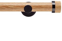 Neo 35mm Oak Wood Eyelet Pole, Black Nickel, Oak Stud