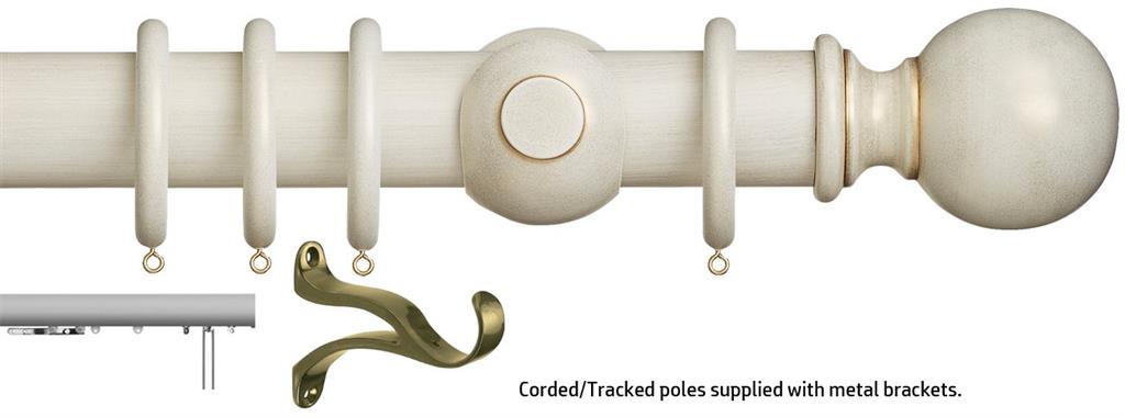 Museum 45mm & 55mm Corded/Tracked Pole Cream Gold Plain Ball