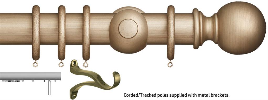 Museum 45mm & 55mm Corded/Tracked Pole Satin Oyster Plain Ball
