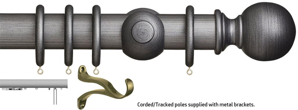 Museum 45mm & 55mm Corded/Tracked Pole Satin Pewter Plain Ball