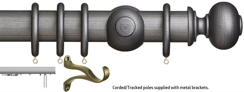 Museum 45mm & 55mm Corded/Tracked Pole Satin Pewter Parham