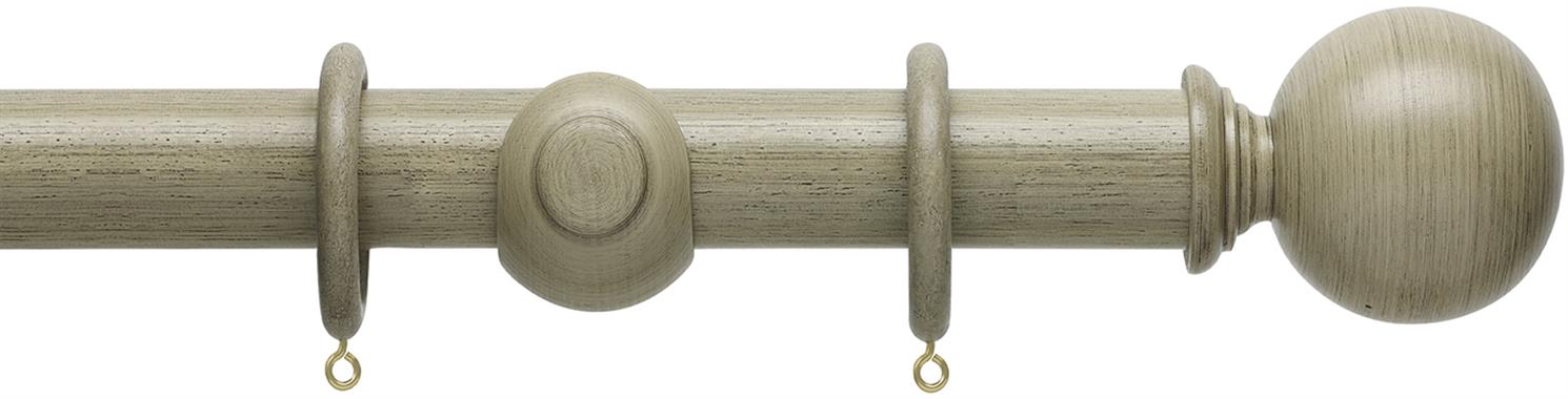 Hallis Origins 35mm Wood Pole, Millstone Grey, Ball Finial