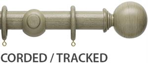 Hallis Origins 45mm Corded/Tracked Wood Pole, Millstone Grey, Ball Finial
