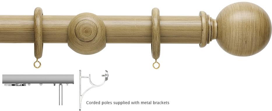Hallis Origins 45mm Corded/Tracked Wood Pole, Shale, Ball Finial