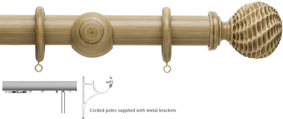 Hallis Origins 45mm Corded/Tracked Wood Pole, Shale, Ammonite Finial