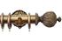 Jones Florentine 50mm Pole, Acanthus, Antique Gold, Pleated Ball
