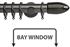 Neo 35mm Bay Window Pole Black Nickel Bullet