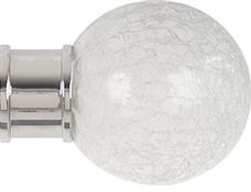 Renaissance Spectrum 50mm Finial Only, Polished Silver, Crackled Glass