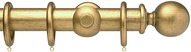 Opus 35mm Wood Curtain Pole Antique Gold, Ball