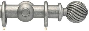 Opus 63mm Wood Curtain Pole Antique Silver, Twisted