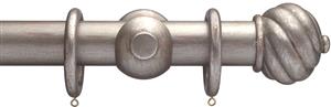 Advent 35mm Curtain Pole Distressed Silver Spiral Ball