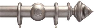 Advent 35mm Curtain Pole Distressed Silver Reeded Cone
