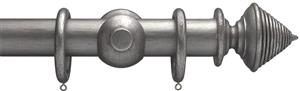 Advent 35mm Curtain Pole Pewter Reeded Cone