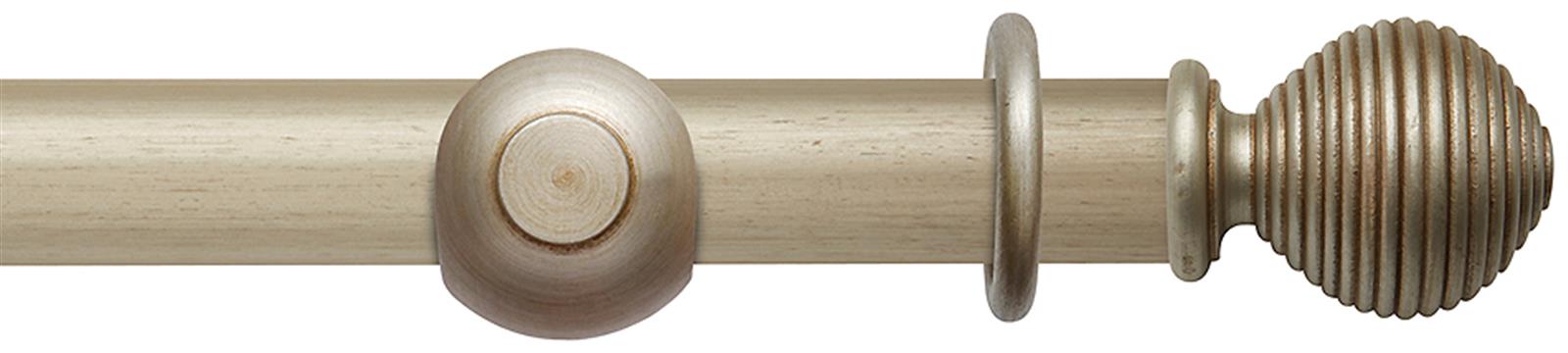 Modern Country 45mm, 55mm Pole, Satin Silver, Ribbed Ball