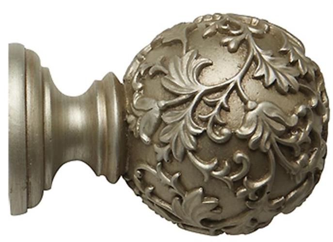 Modern Country 45mm, 55mm Floral Ball Finial, Satin Silver