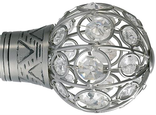 Galleria and G2 Galleria 35mm Finial Only in Brushed Silver, Jewelled Cage