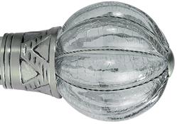 Galleria, G2 35mm Finial Only, Brushed Silver,Cracked Glass Pumpkin