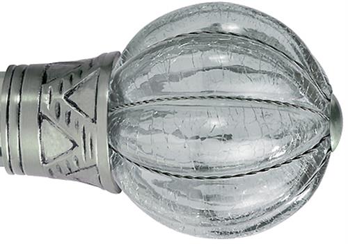 Galleria and G2 Galleria 35mm Finial Only in Brushed Silver, Cracked Glass Pumpkin