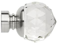 Neo Premium 28mm Clear Faceted Ball Finial Only, Stainless Steel