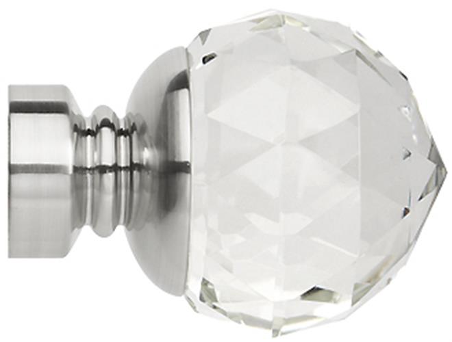Neo Premium 35mm Clear Faceted Ball Finial Only Stainless Steel