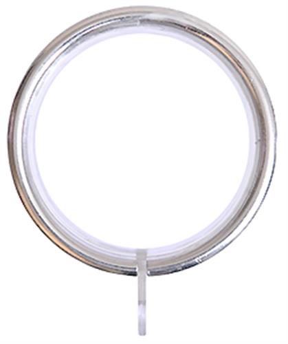 Renaissance 28mm Metal Curtain Pole Lined Rings, Polished Silver