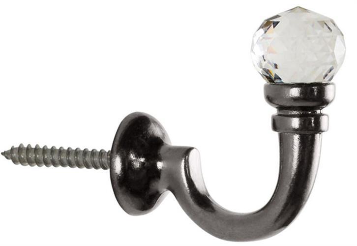 Neo Premium Tassel Hook, Black Nickel, Clear Faceted Ball
