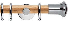 Neo 28mm Oak Wood Pole, Stainless Steel, Trumpet
