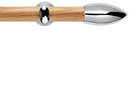 Neo 28mm Oak Wood Eyelet Pole, Chrome Cup, Bullet