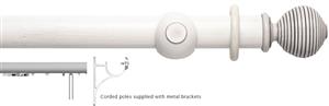 Modern Country 45mm, 55mm Corded Pole, Brushed Ivory, Ribbed Ball