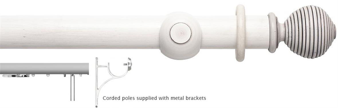 Modern Country 45mm, 55mm Corded Pole, Brushed Ivory, Ribbed Ball
