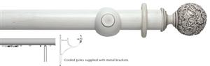 Modern Country 45mm, 55mm Corded Pole, Brushed Ivory, Floral Ball