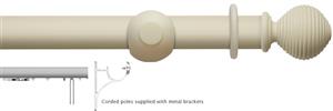 Modern Country 45mm, 55mm Corded Pole, Pearl, Ribbed Ball