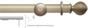 Modern Country 45mm, 55mm Corded Pole, Satin Silver, Ribbed Ball