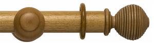 Modern Country 45mm, 55mm Pole, Light Oak, Ribbed Ball Finial