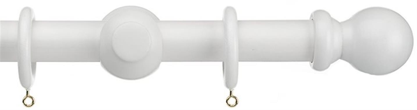 Universal 35mm Wood Curtain Pole, White, Ball