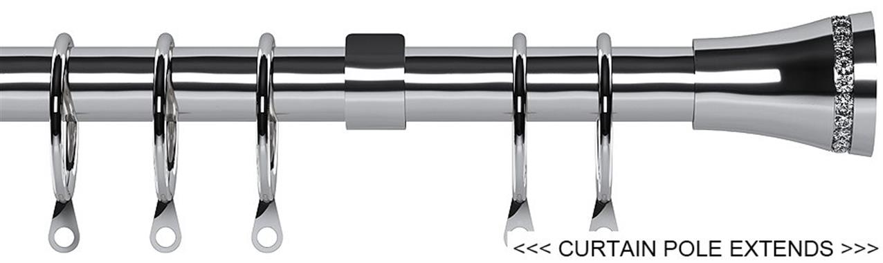 Speedy 16mm-19mm Extendable Pole Chrome, Diamante Trumpet