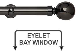 Neo 28mm Eyelet Bay Window Pole Black Nickel Ball