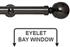 Neo 28mm Eyelet Bay Window Pole Black Nickel Ball