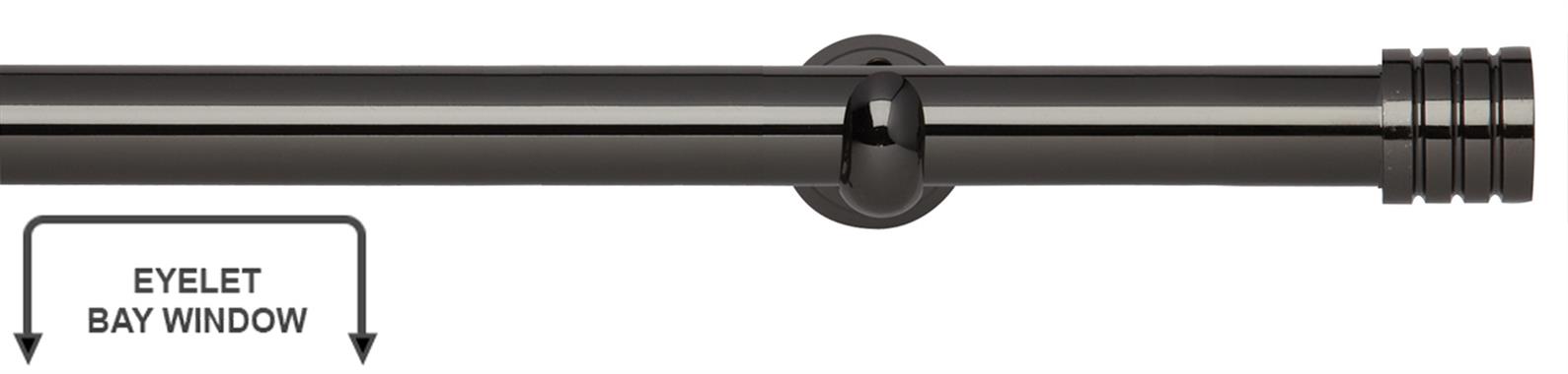 Neo 28mm Eyelet Bay Window Pole Black Nickel Stud