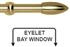 Neo 28mm Eyelet Bay Window Pole Spun Brass Bullet