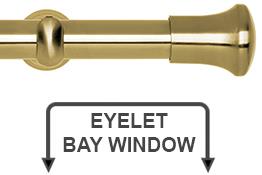 Neo 28mm Eyelet Bay Window Curtain Pole Spun Brass Trumpet