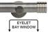 Neo 35mm Eyelet Bay Window Curtain Pole Stainless Steel Stud